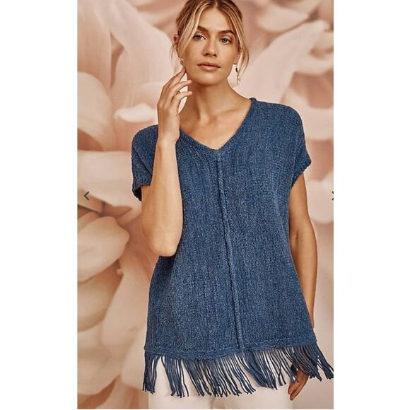 J. Jill Blue Fringe Hem Top - Picture 16 of 16